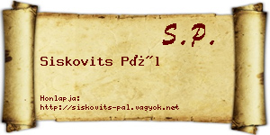 Siskovits Pál névjegykártya