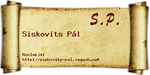 Siskovits Pál névjegykártya